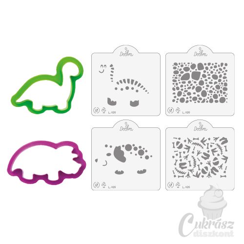 IT kiszúró szett stencillel dinoszauruszok