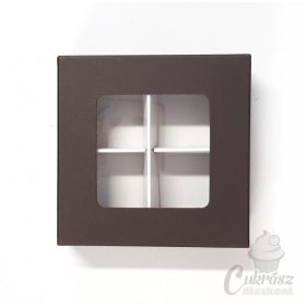 Bonbon doboz 4 üreges barna