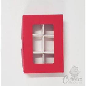 Bonbon doboz 6 üreges piros