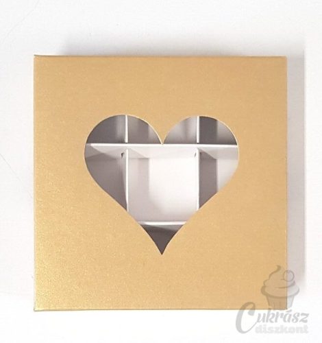 Bonbon doboz szív 9 üreg arany