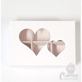 Bonbon doboz szív 6 üreg fehér