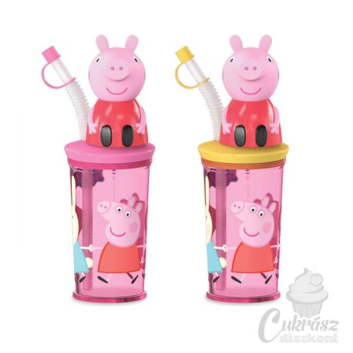 Szívószálas pohár 3D Peppa malac