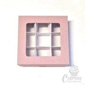 Bonbon doboz 9 üreges púder rózsaszín