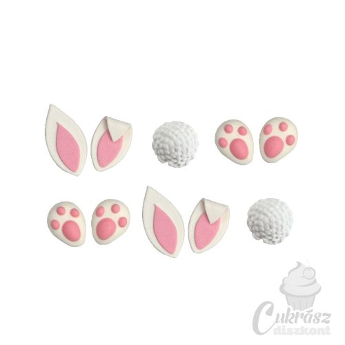 IT cukordekor nyuszifülek+tappancsok 10db