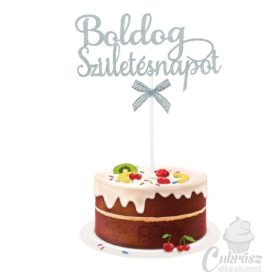 HD tortadísz beszúró Boldog születésnapot ezüst 18cm