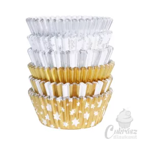 PME muffin papír fóliázott arany/ezüst 100db