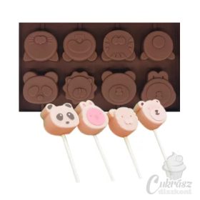 D szilikon forma nyalóka állatos 8 üreg