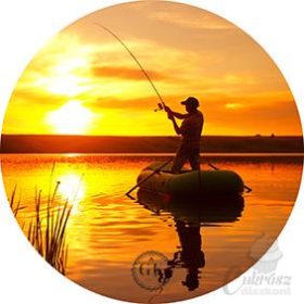 GY díszített ostyalap horgász naplemente 20cm