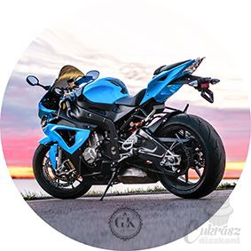 GY díszített ostyalap kék motor 20cm