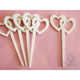 Díszítő beszúró fa dupla lyukas szív 8*16cm 1db