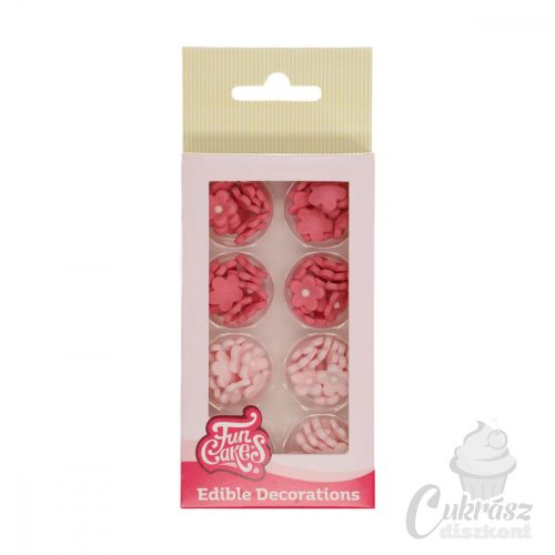 NL cukordísz pink virágok 64db 1,4cm