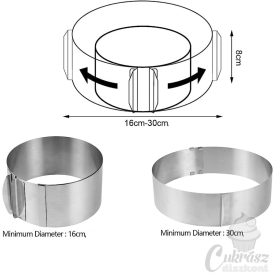 VZ tortaforma állítható kerek 8cm magas 15-30cm