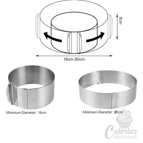 VZ tortaforma állítható kerek 8cm magas 15-20cm
