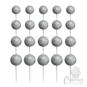 VZ tortadísz gömb csillogós ezüst 20db