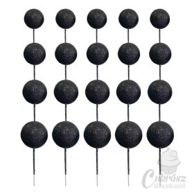 VZ tortadísz gömb csillogós fekete 20db