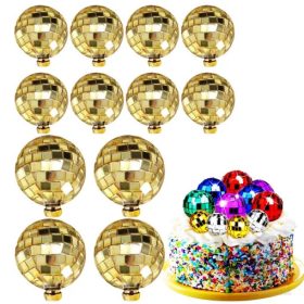 VZ tortadísz gömb disco arany 12db