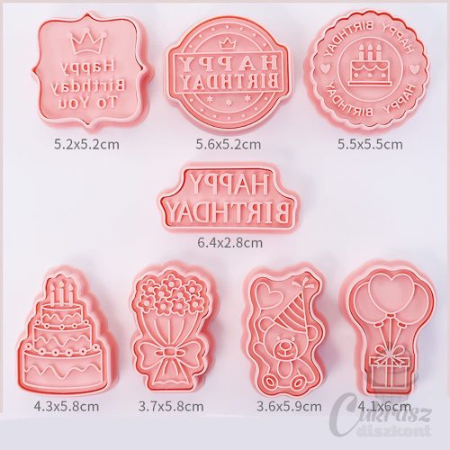 VZ kiszúró mintázó happy birthday 8db-os