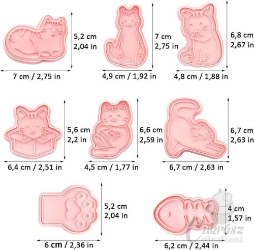 VZ kiszúró mintázó macskás 8db-os
