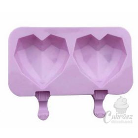 W szilikon jégkrémforma gyémánt szív 2 üreg